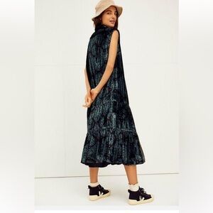 Free People On My Mind Velvet Maxi Kimono Button Front Medium